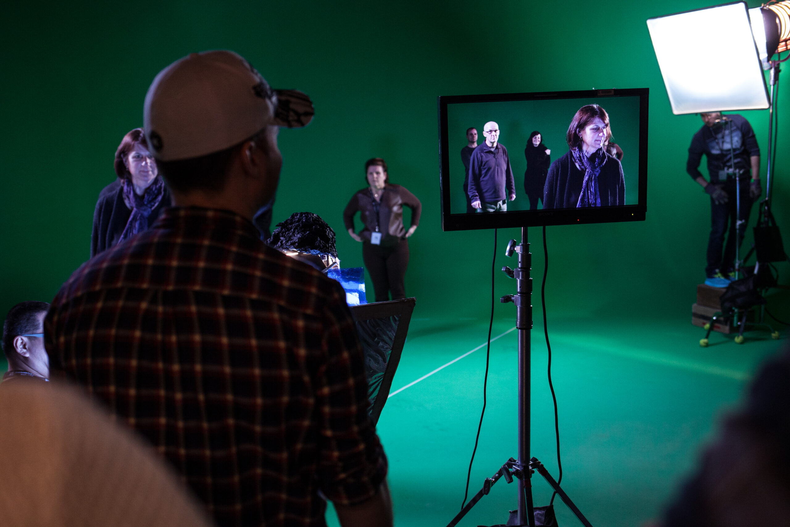 Live-Kontrollmonitor beim Dreh im Greenscreen Studio München